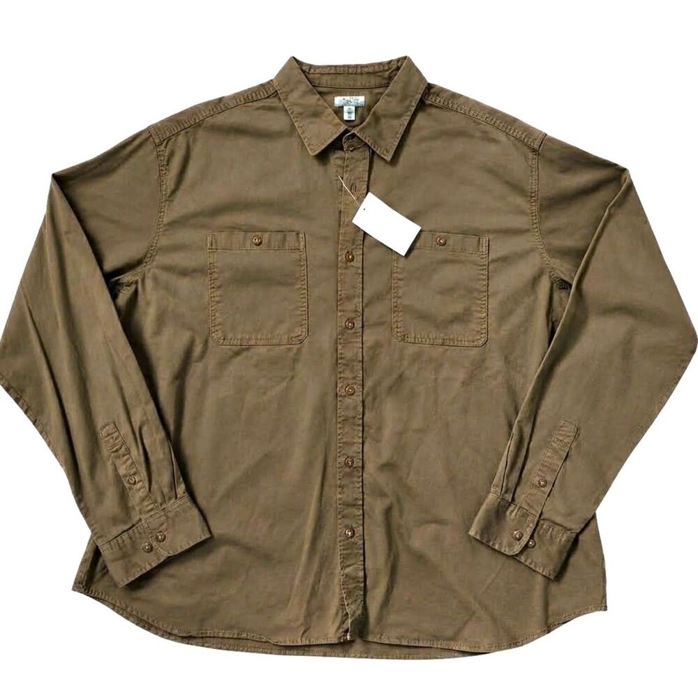 Ocean + Coast Mens 4X NWT Tan Long Sleeve Button Down Shirt Big & Tall Stretch